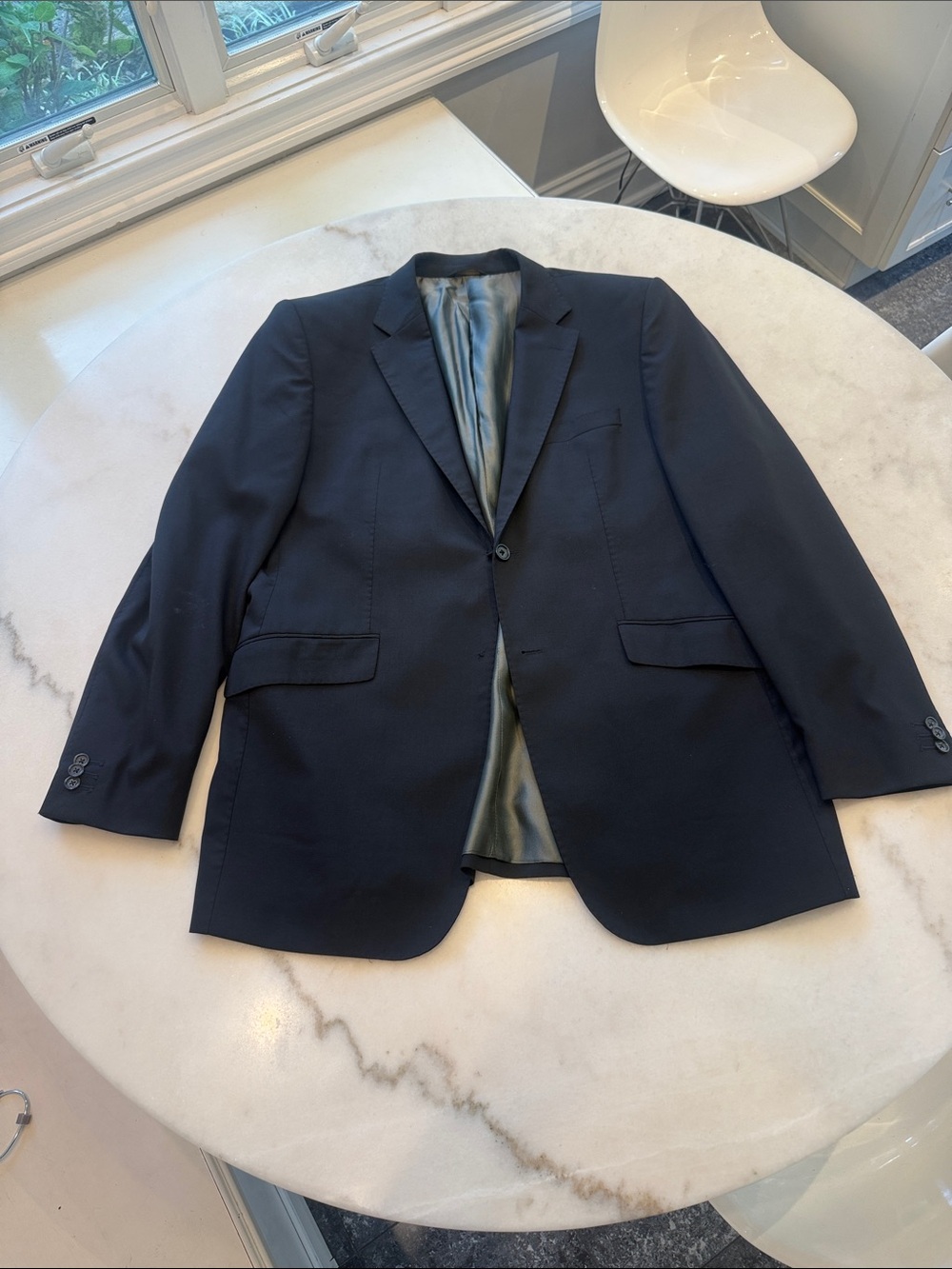 Banana Republic black wool and spandex Single-Breasted Blazer 44R